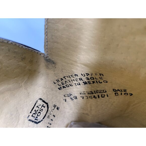 Dan Post Mens Milwaukee Leather Cowboy Boots Size 7.5 EW Mexico G10647 - Picture 4 of 13